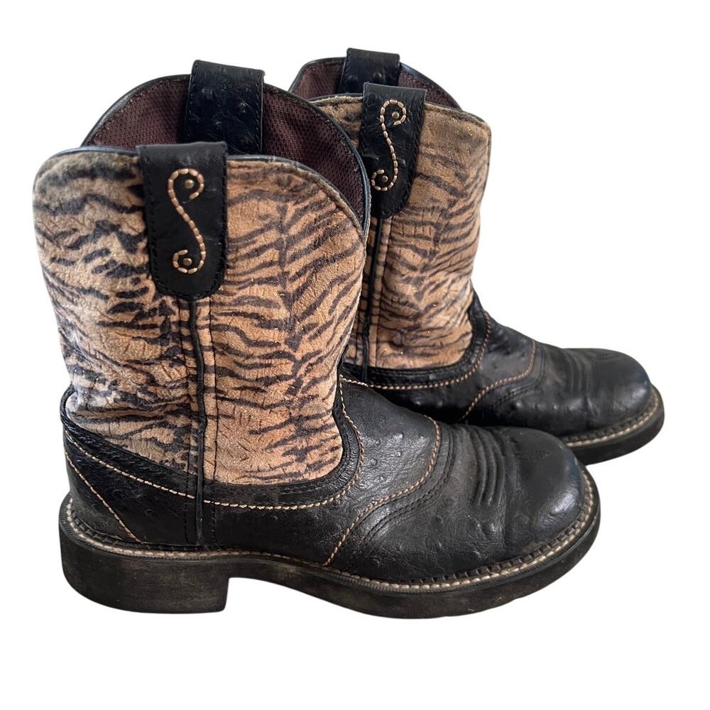 Justin Gypsy Zebra Print Ostrich Leather Cowgirl Boots L9806 Women's Size 9B